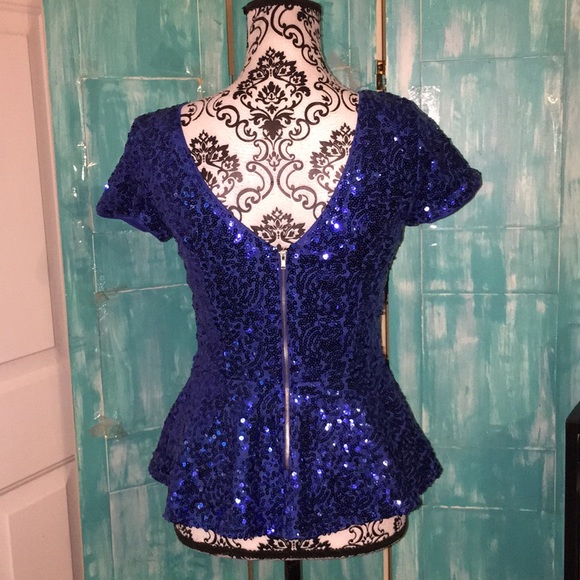 M. M. Couture | women's sequined peplum top - Picture 5 of 8
